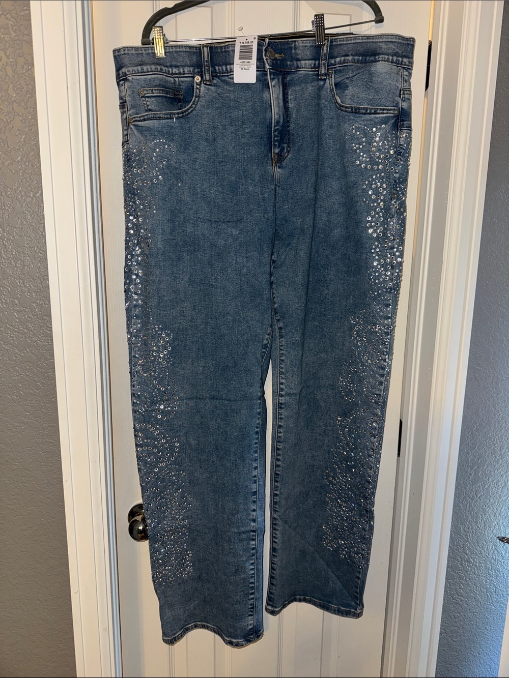 torrid Blue Straight-Leg Jeans with Sequin Side Detail